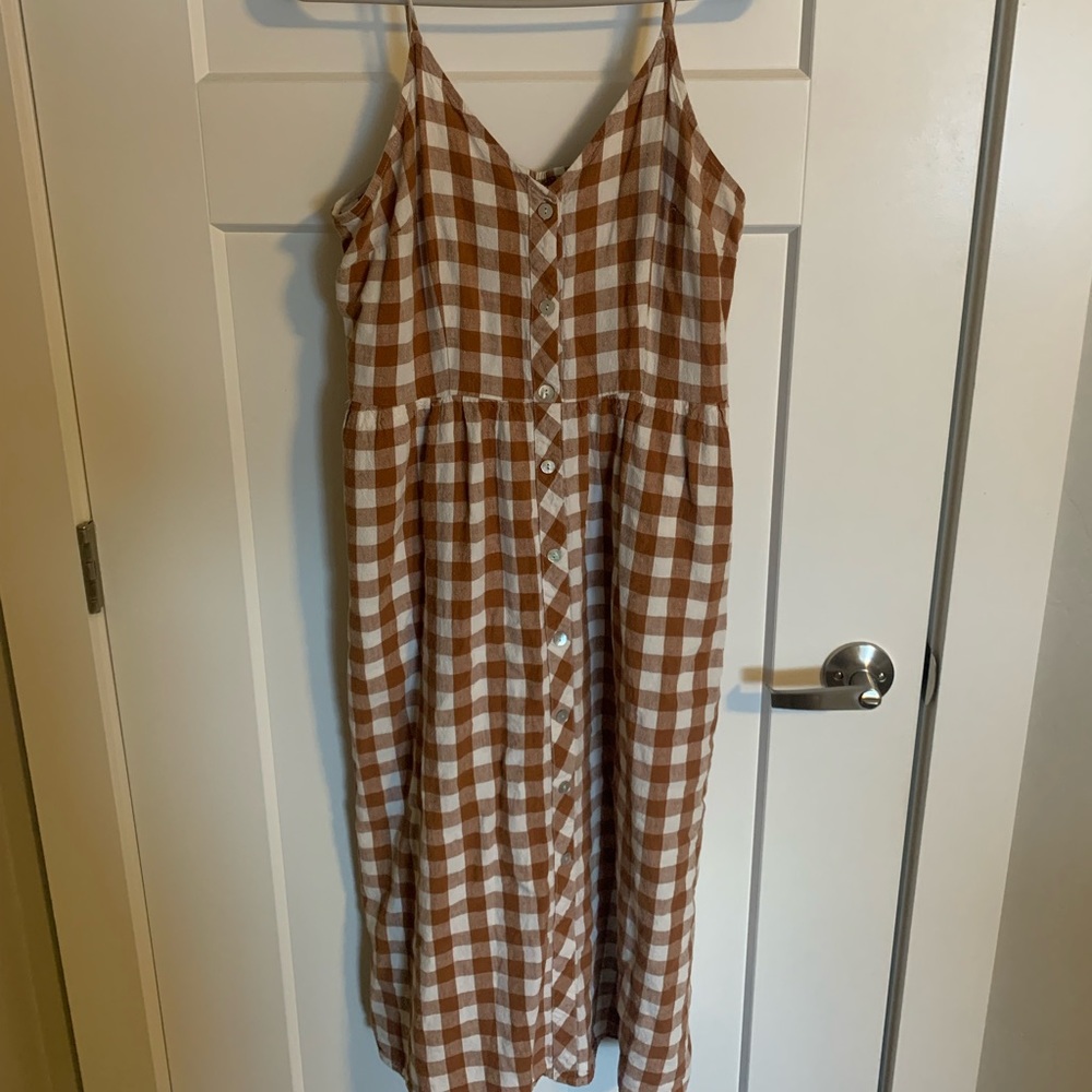 Old Navy Tan Gingham Dress, Size M